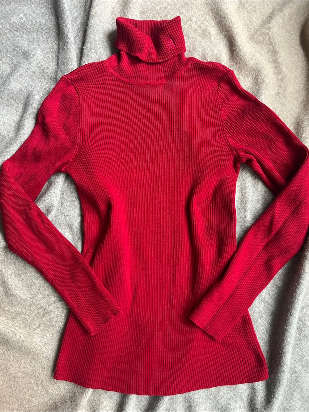 Lauren Ralph Lauren Cotton-Blend Ribbed Turtleneck Red Small